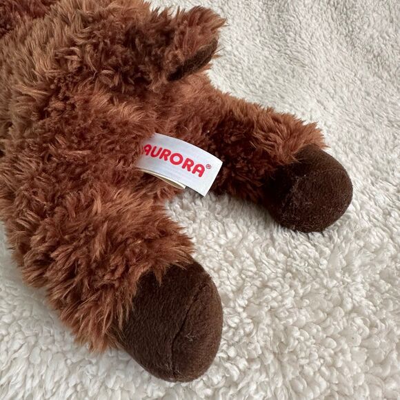 Aurora Moose Plush 12” Brown Stuffed Animal Woodland Floppy Toy - Picture 3 of 6